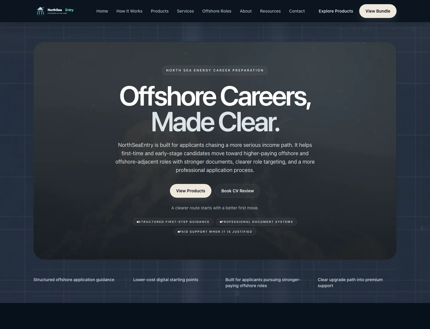 Hero section of northseaentry.world